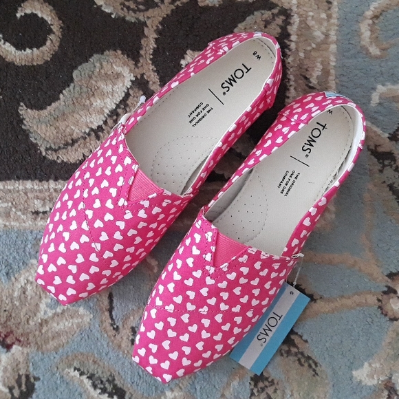 4x*Host Pick*Toms Belmont Raspberry Hearts shoes - Picture 3 of 16